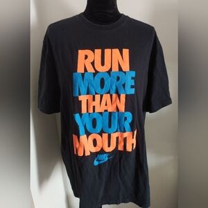 Nike Black Tee with Orange and Blue Print